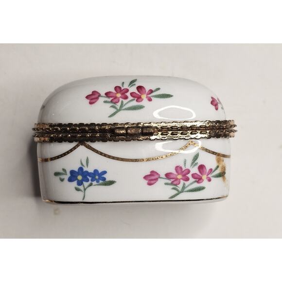 Imperial Porcelain Trinket Box Floral Religious Psalm The Lord Is My Shepherd - Picture 5 of 8